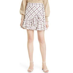 Veronica Beard 'Memphis' Wrap-Front Plaid Mini Skirt, White Multi